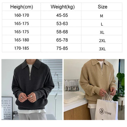 saferido Men Korean Fashion Knitwear Harajuku Knit Sweater Casual Pullovers Jumpers Warm Sweatshirts Vintage Sweaters Man Winter Clothing