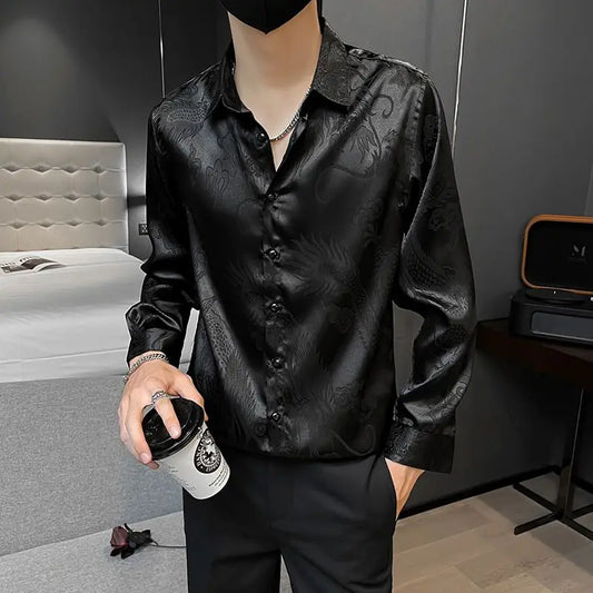 saferido Korean Fashion Casual Loose Solid Shirts Temperament Man Simplicity Turn-down Collar Handsome Spring Summer Thin Men's Clothing