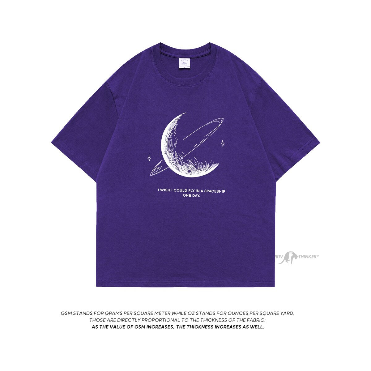 HybSkr Simple Stroke Moon Graphic Men Tshirt Oversize Letter Print Short Sleeve T-shirt Cotton Male Streetwear Unisex Basic Tops