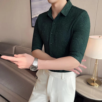 saferido  Clothing Men's Summer High Quality Short Sleeve Shirts/Male British Business Shirt Camisa Plus size S-4XL