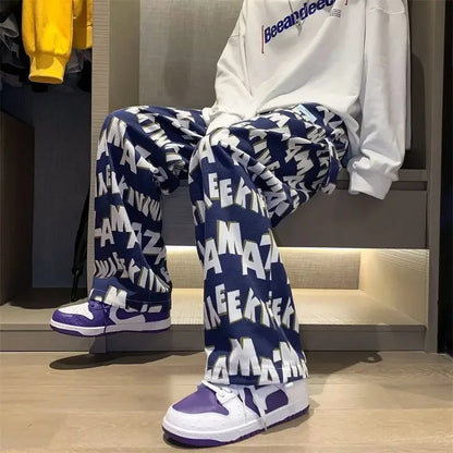 saferido Straight Thin Wide Baggy Men's Casual Pants Hippie Loose Summer Hip Hop Male Trousers Spandex Sale High Quality Harajuku Fashion