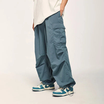 saferido Baggy Cargo Pants Men Green Parachute Wide Leg Trousers Male Black Oversize Loose Casual Streetwear Hip Hop Waterproof