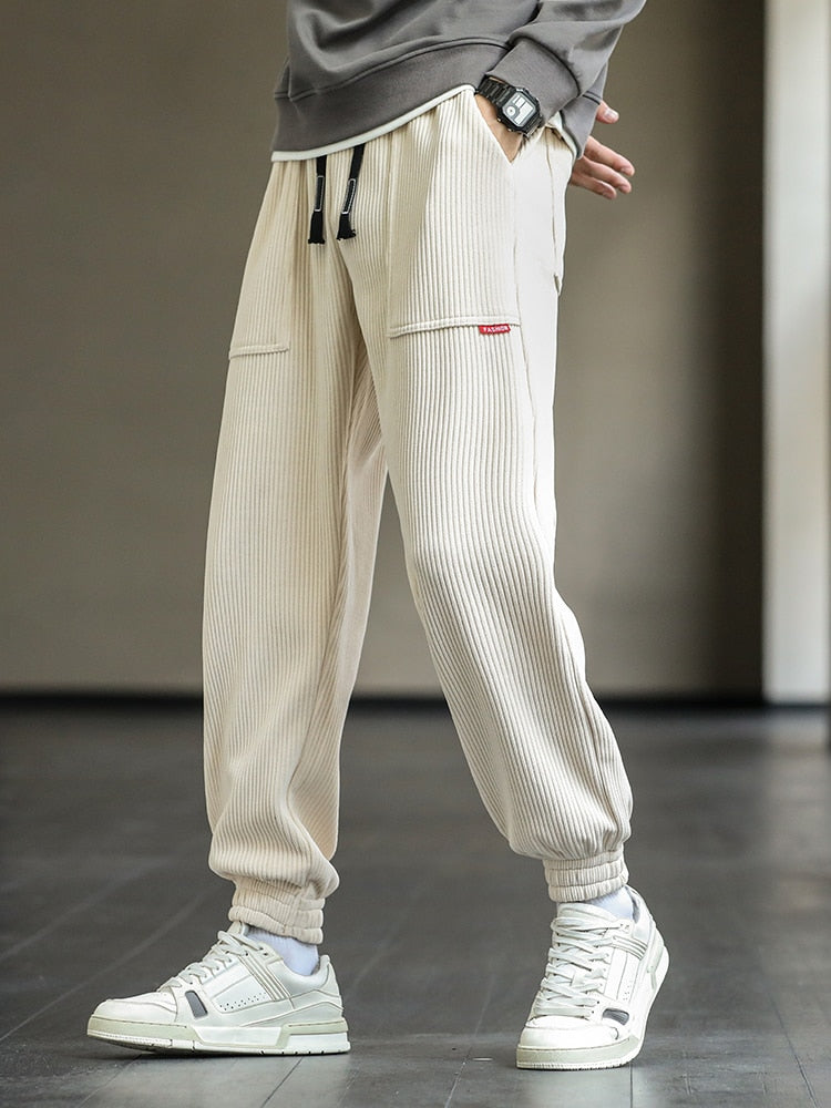 Autumn Winter Corduroy Sweatpants Men Baggy Joggers Fashion Streetwear Loose Casual Harem Pants Plus SIze 8XL