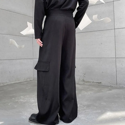 saferido Straight Leg Pants Personalized Korean Style Men's Wide Legs Trousers Solid Color Casual 2024 New Summer Fashion