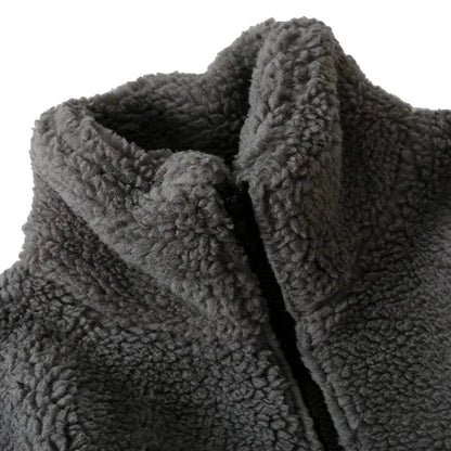 Hip Hop Winter Fleece Fluffy Jacket Streetwear Harajuku Fuzzy Zipper Coat Men Autumn Solid Color Lightweight Jackets Black Beige