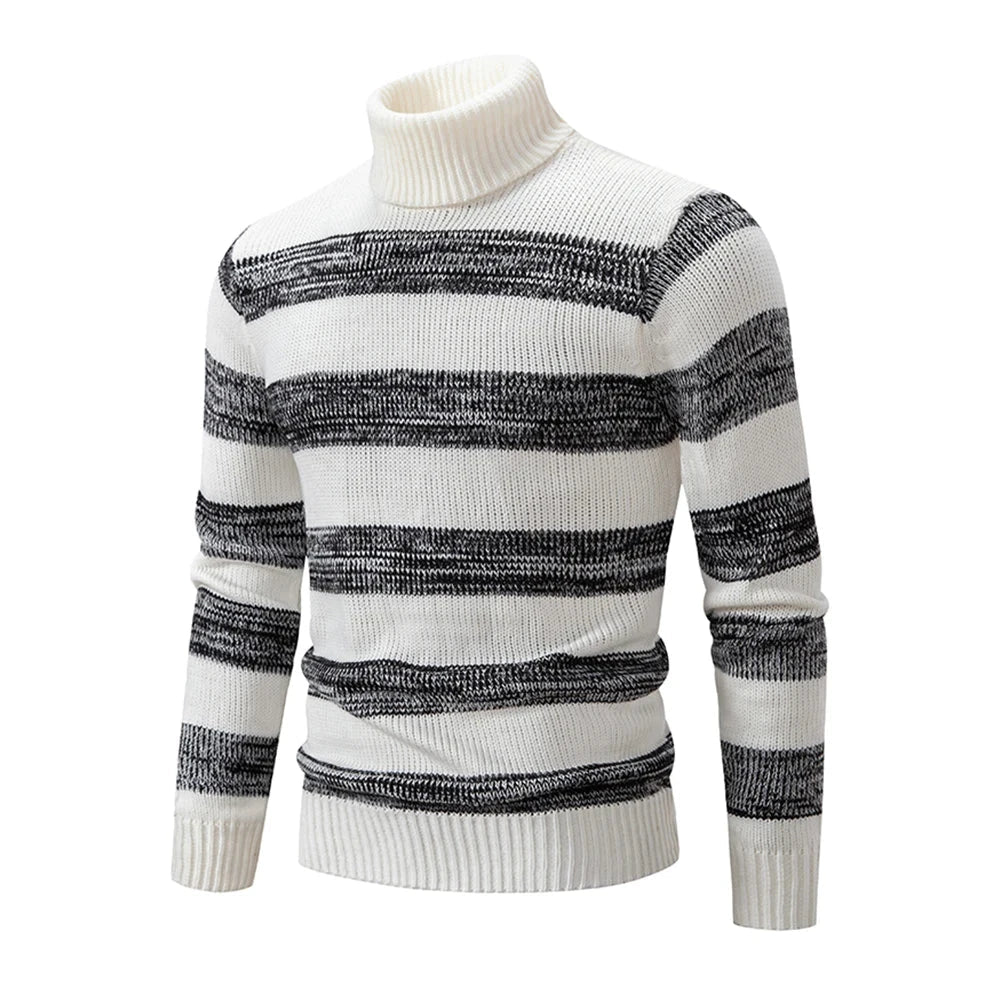 High Quality Men's New Autumn and Winter Casual Warm Neck Sweater Knit Pullover Warm Tops