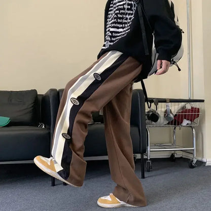saferido Draped Trousers Straight Sweatpants for Men Autumn and Winter Striped Korean Popular Clothes Big Size Harajuku Man Sports Pants