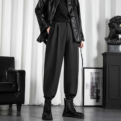 saferido Black Men's Trousers Korean Fashion Baggy High Waist Straight Suit Pants Spring Autumn Casual Oversized Male Bottoms Y2k Clothes
