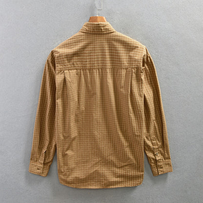 Plaid Shirts for Men Long Sleeve Casual Shirt Pure Cotton Dress Shirt 40 Sticks