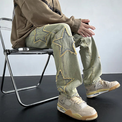 saferido Vintage Men's Trendy Jeans American Premium Simple Casual Pants Fashion Street Male Straight Pants Fashionable Peplum Clothing