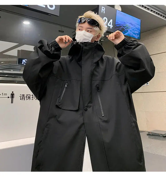 saferido Men's Korean Style Clothes Original Clothing Hooded Jackets Man Hoodie  Coats Models 2024 Outerwear Loose Fitting Spring