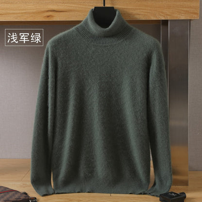 Men's Turtleneck 100% Mink Cashmere Sweater Men Autumn and Winter Large Size Loose Knitted Sweater Keep Warm Top Men Jumper