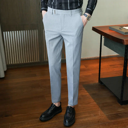 saferido  British Style Business Formal Wear Suit Pant Men Clothing Simple Slim Fit Casual Office Trousers Straight Pantalones Hombre