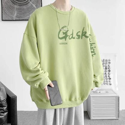 saferido Men's Multicolor 15 Color Sweatshirt Loose Large Size 5XL Personalized Printed Korean Street Tops Funky Casual Round Neck Tops