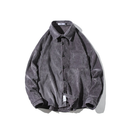saferido Oversized Shirt For Men Streetwear Men's Corduroy Long Sleeve Shirts Harajuku Korean Shirt Unisex Fashion Clothing