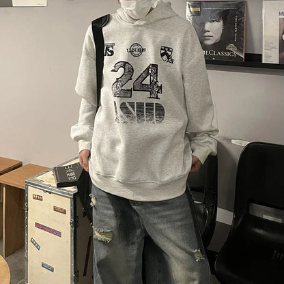 saferido Hoodies Men Retro Y2K Sports Graphic Soft Hoodie American Trendy Versatile Street Fashion Loose Casual Tops Autumn Men'S Clothes