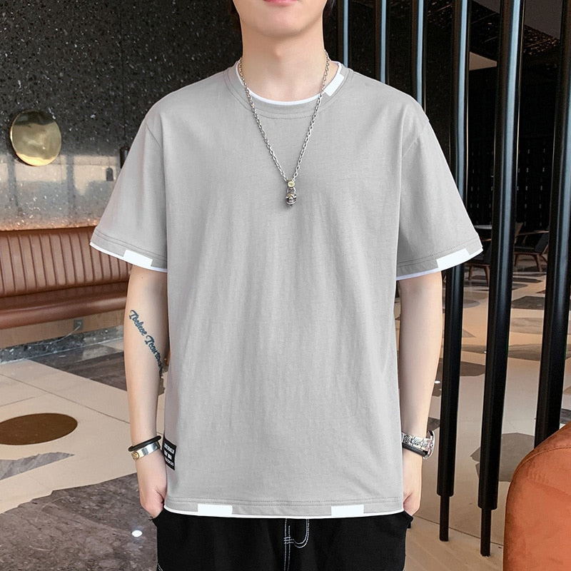T Shirts For Men Casual Cotton Tee Shirts Hip Hop Korean Fashion Clothing Short Sleeve Shirts Streetwear