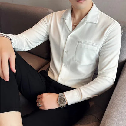 saferido Men Spring High Quality V-Neck Stylish Long-Sleeved Shirts/Male Slim Fit Business And Casual Office Dress Shirts Tops 4XL