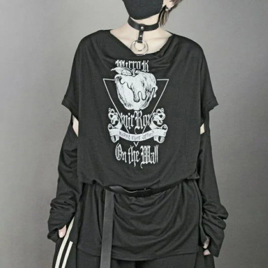 saferido 2024 Fashion Vintage Graphic Tshirts Contrast Aesthetic Y2k Tops Men's  Detachable Long Sleeve Harajuku Streetwear Tee Shirts