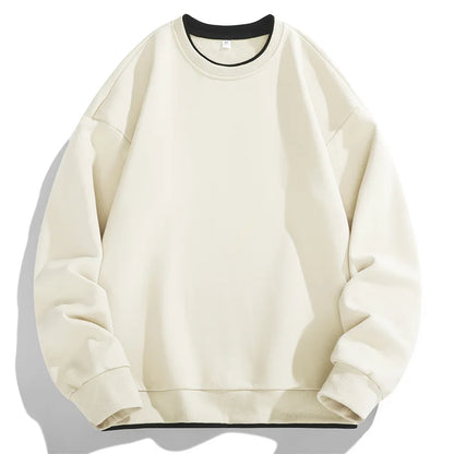 Men O-Neck Basic Hoodies Male Casual Loose Harajuku Hoodles Sweatshirts Long Sleeve Tops Solid Color Streetwear Pullovers