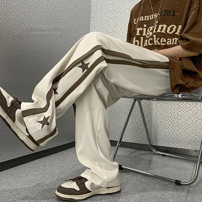 saferido Y2K Star Sweatpants Men Black Sports Pants Wide Leg Trousers Male Japanese Streetwear Hip Hop Graphic Loose Casual