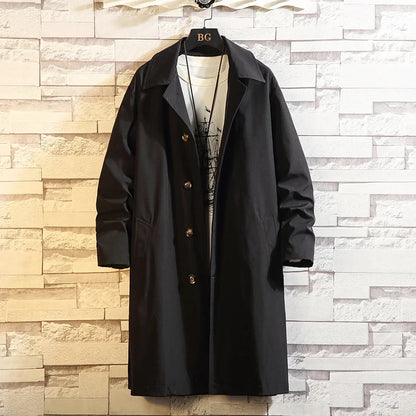 Spring Men Trench Design Solid Color Breasted Oversize Leisure Teen Long Coats Outwear Hombre Korean Style Windbreaker 5Xl