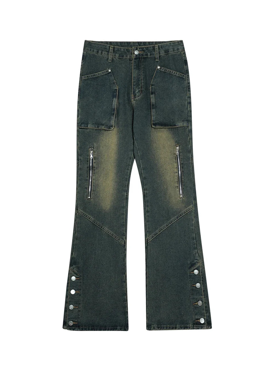 saferido National Kobayashi American Street Jeans Men's High Street Vibe Style Straight Tube Pants Slim Micro Flare Pants streetwear