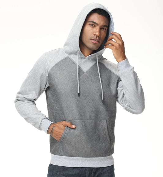 Autumn Winter Men's Warm Casual Hoodies Patchwork Sweatshirt Drawstring Pullover Hooded Casual Jogger Fashion Streetwear