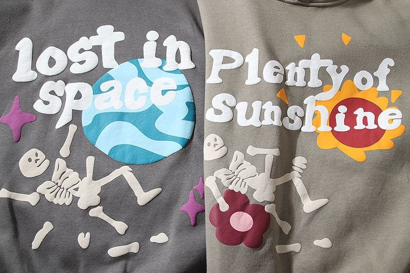 High Street Letter Foam Skull Vintage Fleece Hooded Hoodies Men and Women Pullover Casual Loose Autumn Winter Sweatshirts