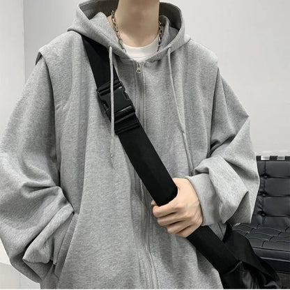 saferido Hooded Hoodies Men Solid Classic Outwear Korean Fashion American High Street Sweatshirts Teens Couples All-match Coats Trendy