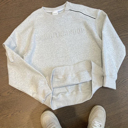 Letter Sweatshirts Men Autumn Baggy Comfortable Blocking High Street American Style Teenagers Stylish Outer Chic Zipper Design