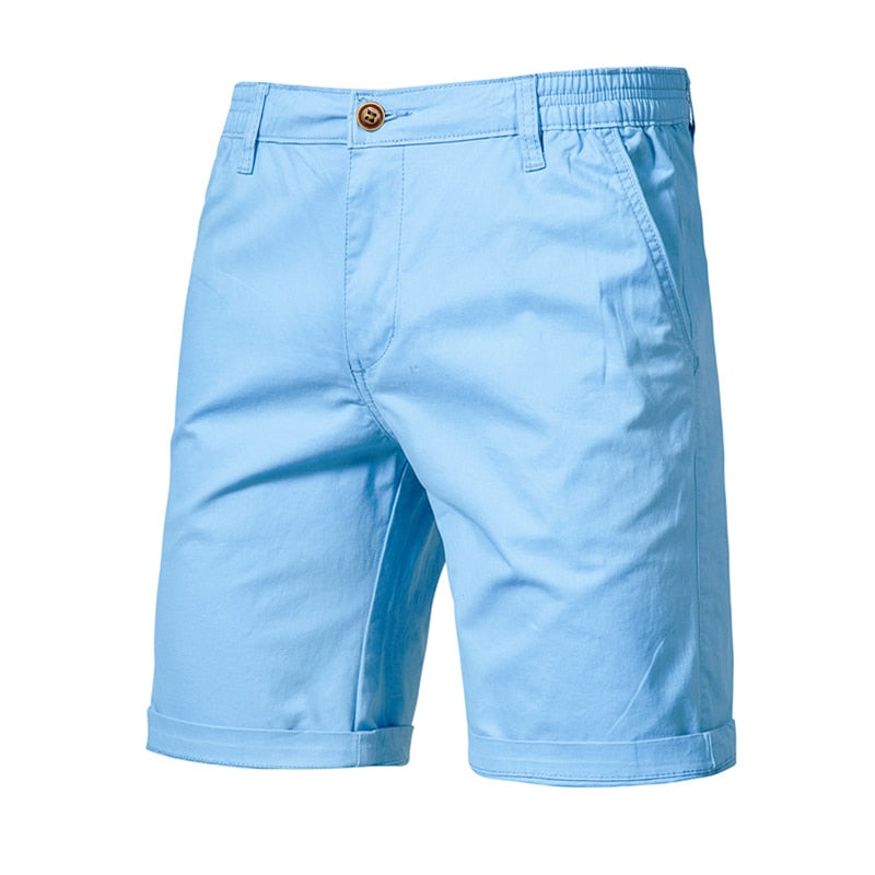 Summer 100% Cotton Solid Shorts Men High Quality Casual Business Social Elastic Waist Men Shorts 10 Colors Beach Shorts