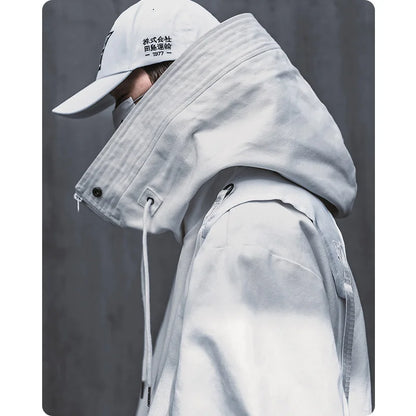 saferido Men Japanese Harajuku Sweatshirt Oversize Hoodie Long Cloak Hip Hop Gothic Outwear Streetwear Techwear Coat Tops Clothes