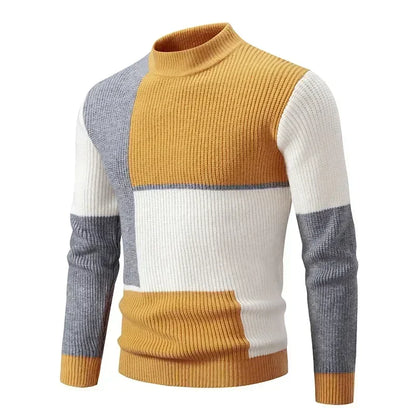 High Quality Men's New Autumn and Winter Casual Warm Neck Sweater Knit Pullover Warm Tops