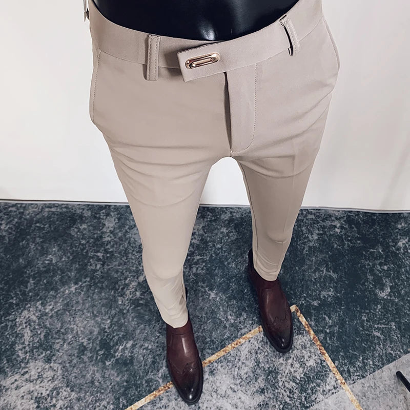 Men Suit Pants Dress Pantalone Hombre Stretch Slim Formal Trousers Calça Masculina Solid Color Casual Pants Fashion Men Clothing