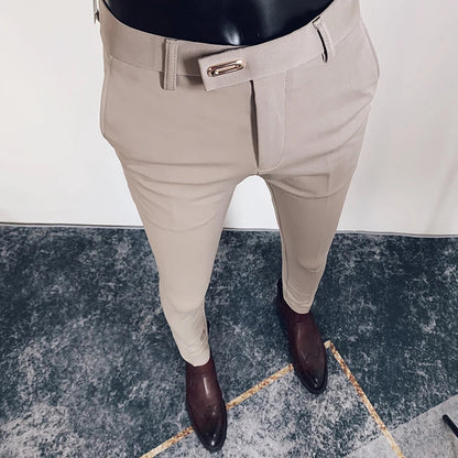 Men Suit Pants Dress Pantalone Hombre Stretch Slim Formal Trousers Calça Masculina Solid Color Casual Pants Fashion Men Clothing