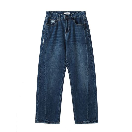 Spring Summer New Washed Blue Vintage Men's Jeans Pants High Street Harajuku Baggy Casual Cargos Oversized Y2K Denim Trousers