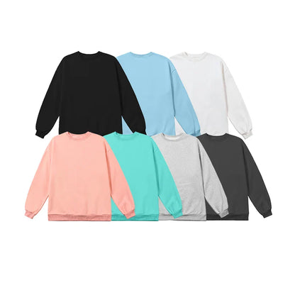 saferido Harajuku Sweatshirts Men Korean Solid Color Basic O Neck Oversized Pullovers Spring Autumn Simple Fashion Casual Tops 5XL-M