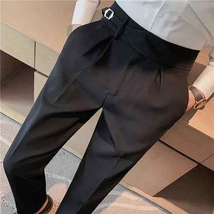 saferido British Style Business Casual Slim Fit Men Dress Pants Formal Wear Fashion All Match Straight Office Trousers Gentlemen 29-36