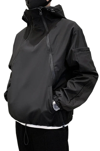 Autumn Spring Coat QWEEK Hip Hop Harajuku Women and Men Jacket Streetwear Safari Style Oversized Hooded Gothic Clothes Techwear