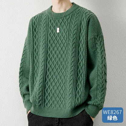saferido Men's Knitted Vintage Sweater Argyle Black Pullovers Sweaters and Jumpers Green Autumn Winter Retro Streetwear Harajuku