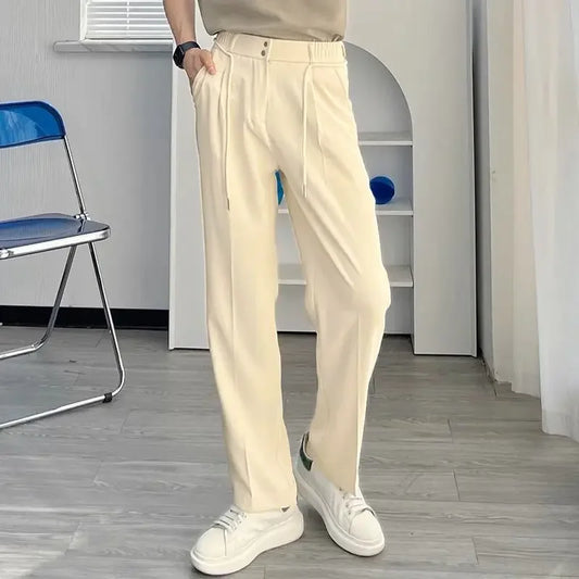 saferido Wide Men's Casual Pants Trend Polyester Male Trousers Regular Fit Fashion 2024 Plus Size Korean Style Aesthetic Big Xxxl Y2k