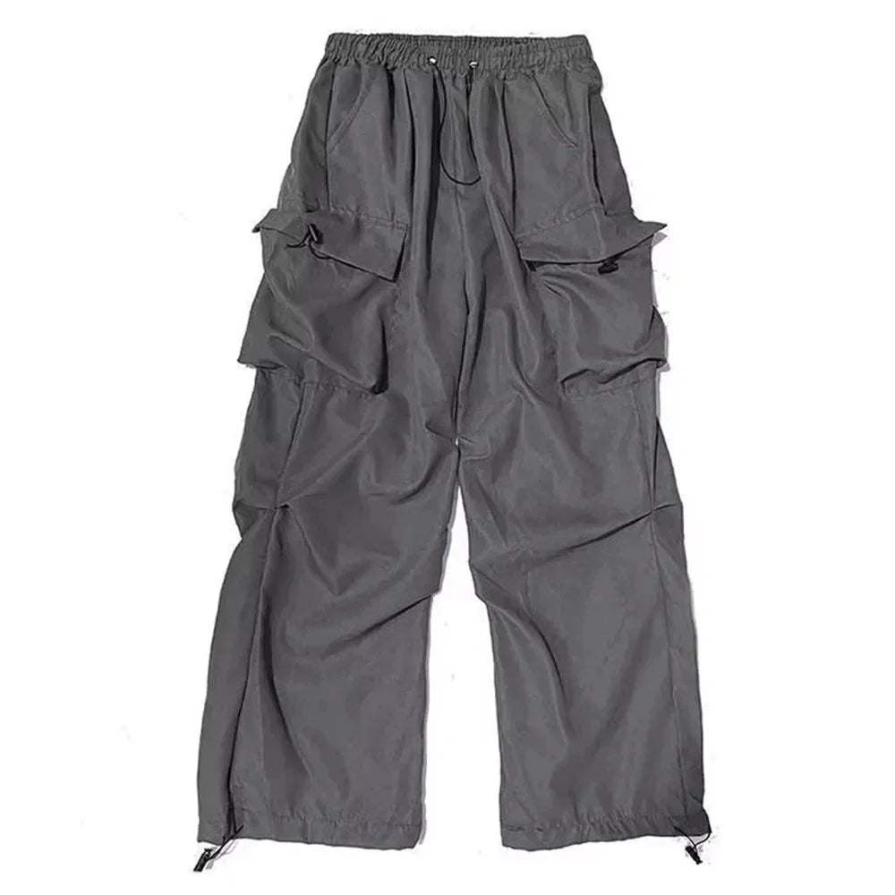 Baggy Cargo Pants for Men Red Black Gray Straight Trousers Male Vintage Hip Hop Streetwear Classic Style