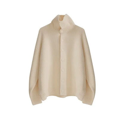 Winter Clothing Men's Luxury Knitted Jacquard Turtleneck Cardigan Sweatercoat Long Sleeve Casual Buttons Solid Color Coat
