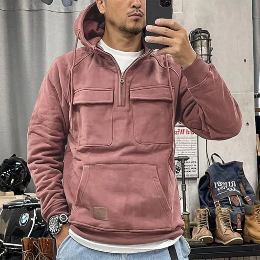 saferido 2024 Vintage Men Hoodie Sweatshirt Street Man Clothing Men's Oversized Hooded Pullover Male Retro Harajuku Solid Color Hoody