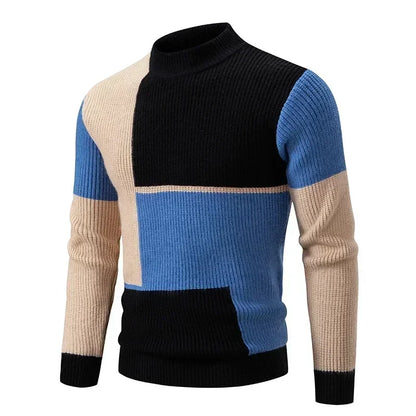 High Quality Men's New Autumn and Winter Casual Warm Neck Sweater Knit Pullover Warm Tops