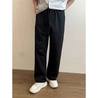 saferido Summer Casual Pants Men Retro Straight Pants Men Japanese Streetwear Loose Wide Leg Pants Mens Vintage Trousers M-2XL ﻿