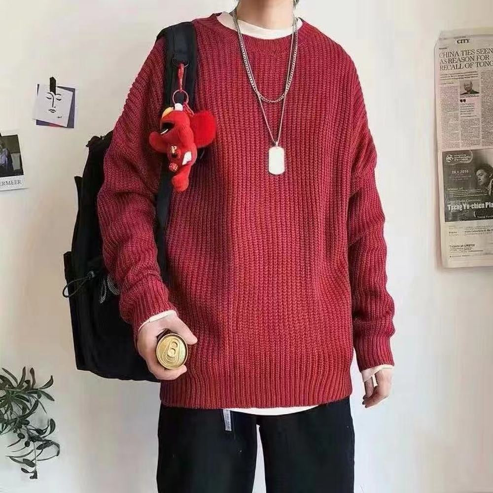 New Men's Sweater Autumn Fashion Solid Color Wool Sweater Slim Fit Men's Street Wear Men's Knitted Sweater Men's Pullover