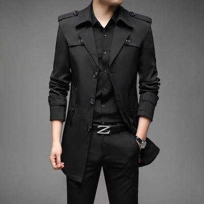 New Spring Men Trench Fashion England Style Long Trench Coats Mens Casual Outerwear Jackets Windbreaker Brand Mens Clothing
