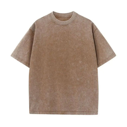 230G Cotton Retro T-shirt Drop-shoulder Sleeve Men Women Vintage Short-sleeve T Shirts Solid Color Hip Hop Loose Tees